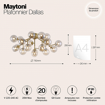 Светильник потолочная Maytoni MOD545PL-20G