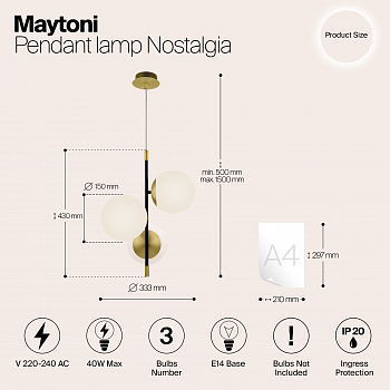Светильник одинарный Maytoni MOD048PL-03G