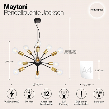 Светильник подвесная Maytoni T546PL-12B